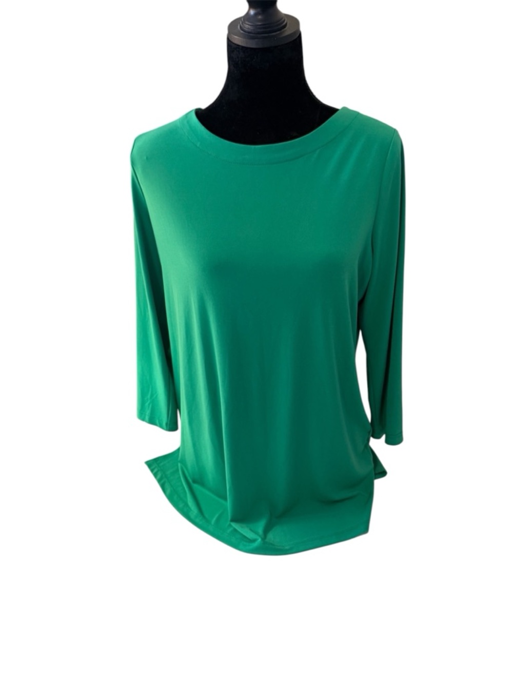 Women's Green Crew Neck 3/4 Sleeve Top